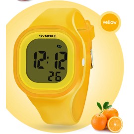 Unbranded Men Women Digital Sports Watches LED Electron Waterproof Luminous Silicone Watch - Yellow