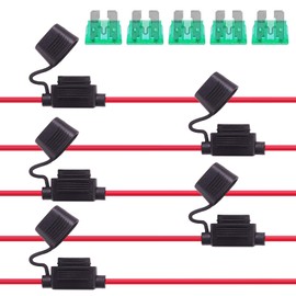 Rantecks 5 Pieces 12 V Inline Fuse Holder 12AWG Wiring Harness Car Fuse Holder with 30A Standard Blade Fuse for Car Truck Motorcycle Boat