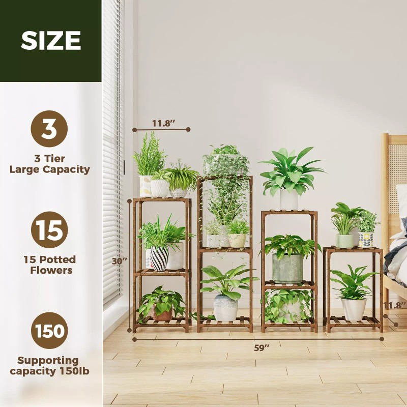 Bamworld 4 Sets of Package Plant Stands Indoor Combo Plant