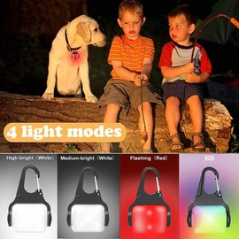 Dog Lights for Night Walking, Clip on Dog Collar Light - 4 Modes, USB-C Rechargeable, IP65 Waterproof, LED Safety Light for Running, Camping, Climbing, Bike - 2 Packs