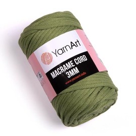 YarnArt Macrame Cord 3mm - Macrame Rope for Crafting, Knotting, Wall Hangings, and Home Decor - 60% Cotton 40% Viscose & Polyester, Soft and Durable (787-OLIVE Green)