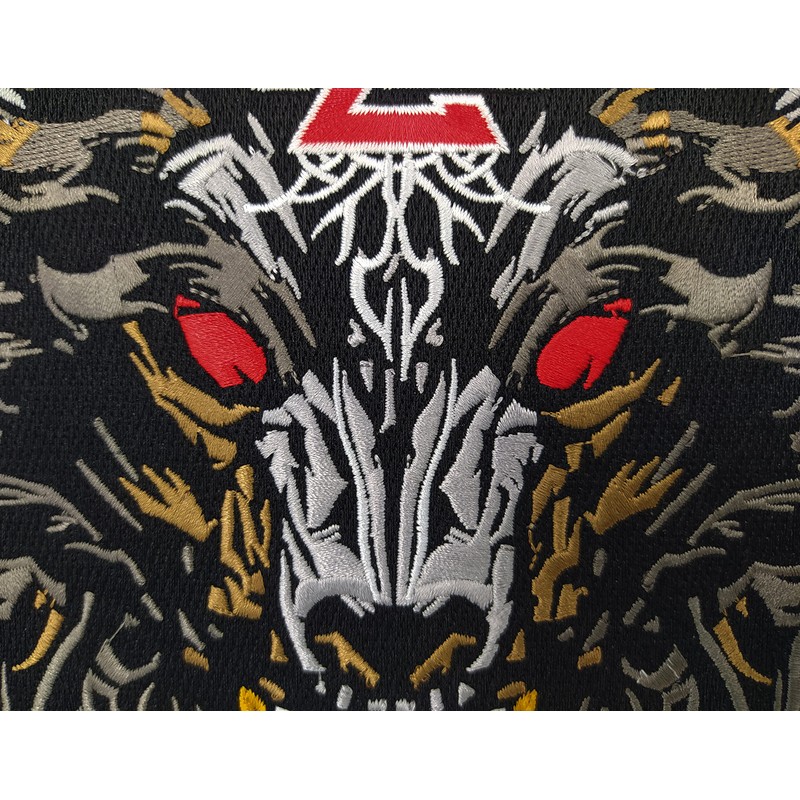 nuttui Viking Wolf with Odin Valknut Large Embroidered Motorcycle Jacket