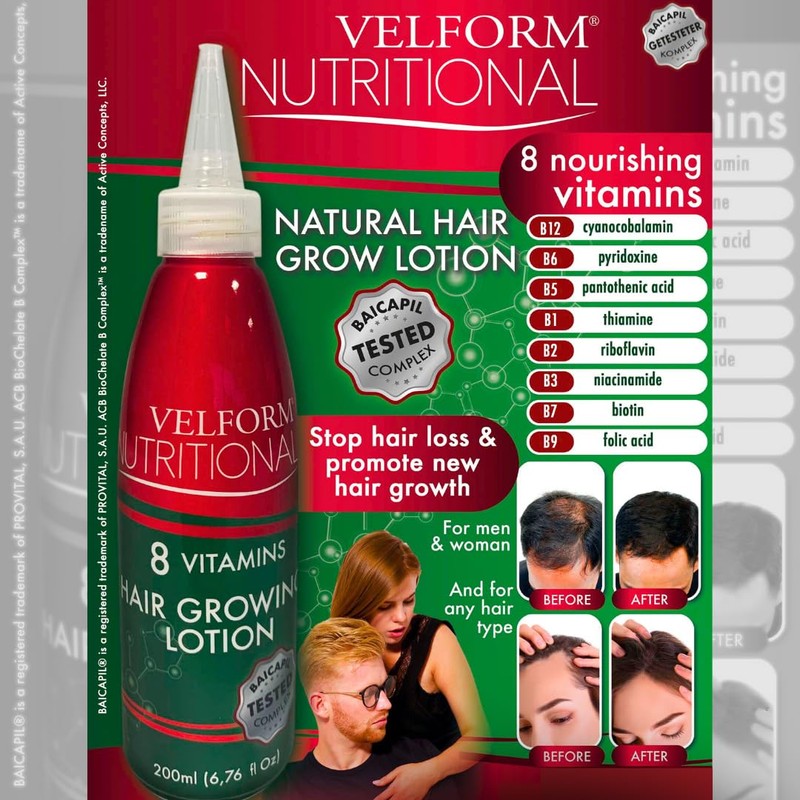 VELFORM Nutritional Hair Application Lotion Stimulates Hair Growth and Prevents