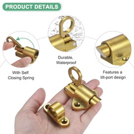 M METERXITY 4-Pack Self-Closing Latch Aluminum Alloy Automatic Window Sliding Latches with Screws Pull Ring Spring Load Door Lock for Door/Window/Toilet/Fence/Drawer [Gold]