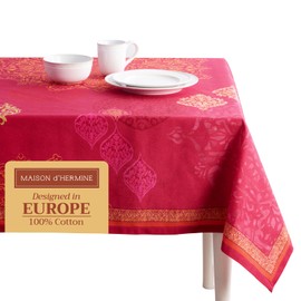 Maison d' Hermine Table Cloth 100% Cotton 54"x54" Decorative Tablecover Washable Square Tablecloths, Dining, Buffet Parties & Wedding Use, Versailles - Thanksgiving/Christmas