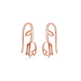 Reffeer Solid 925 Sterling Silver Flower Crawler Cuff Earrings Wraps for Women Teen Girls Tulip Flower Wrap Earrings (C-Rose Gold)