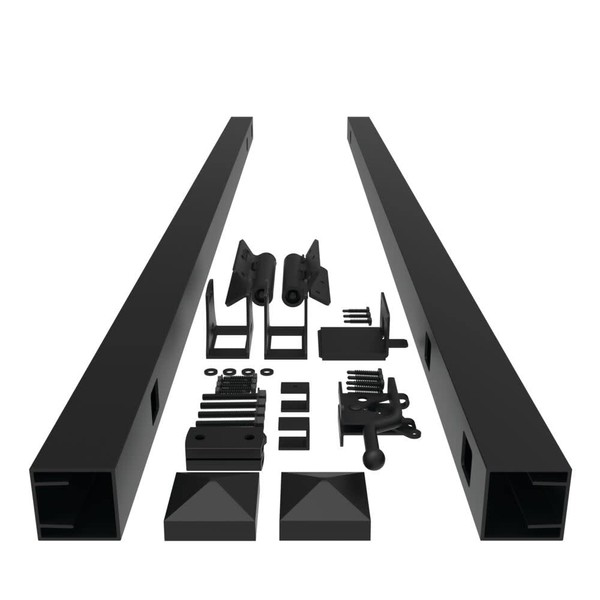 54-in 3 Rail Aluminum Fence Adjustable Gate Kit Black