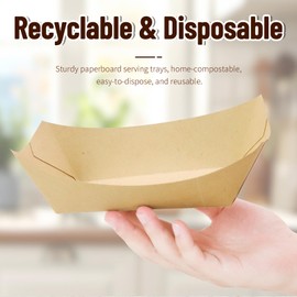 Oarolloy 3Lb Paper Food Trays 100 Pack Disposable Nacho Trays Food Boats Take Out Serving Basket Holders for Party Snacks Hot Dogs Tacos Fries