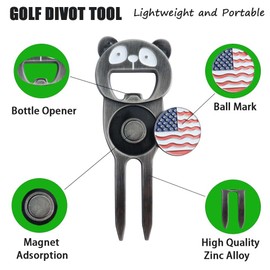 Yulinmon 6 in 1 Vintage Nickel Metal Golf Divot Tool, Club Tee, Groove Cleaner, Putting Alignment Aid, Bottle Opener, Ball Markers, Premium Golf On-Course Accessories for Repairing The Ball Marks