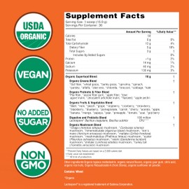 COUNTRY FARMS Super Greens Pineapple-Mango Flavor, 50 Organic Super Foods, USDA Organic Drink Mix (Wheat Grass, Spirulina, Chlorella) Mushrooms & Probiotics, with Fiber, Natural Energy, 30 Servings