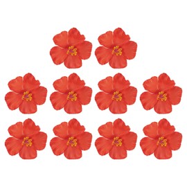 PATIKIL Hawaiian Hibiscus Flowers, 10 Pack Artificial Flowers Hair Clip DIY Foam Hibiscus Flower for Tabletop Decoration Party Favors Supplies, Red
