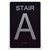 Stair A Sign -Stair Number Sign Black (Aluminium, Black/Silver,Size 6x9)