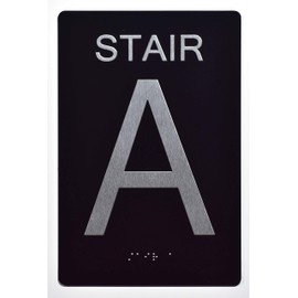 Stair A Sign -Stair Number Sign Black (Aluminium, Black/Silver,Size 6x9) The Sensation line
