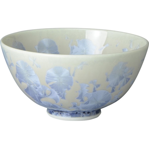 Aito KTA544 Kyoto Ware Kiyomizu Ware Pottery Kiln Rice Bowl, Flower Crystal (Silver Wisteria)