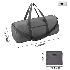 Vorspack - bolsa deportiva plegable y ligera, con bolsillo interior para viajes, color gris