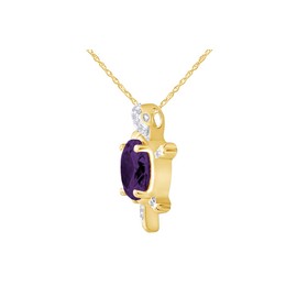 Jewel Zone US Simulated Amethyst Gemstone & Cubic Zirconia Turtle Pendant Necklace In 14k Yellow Gold Over Sterling Silver, 18" Chain