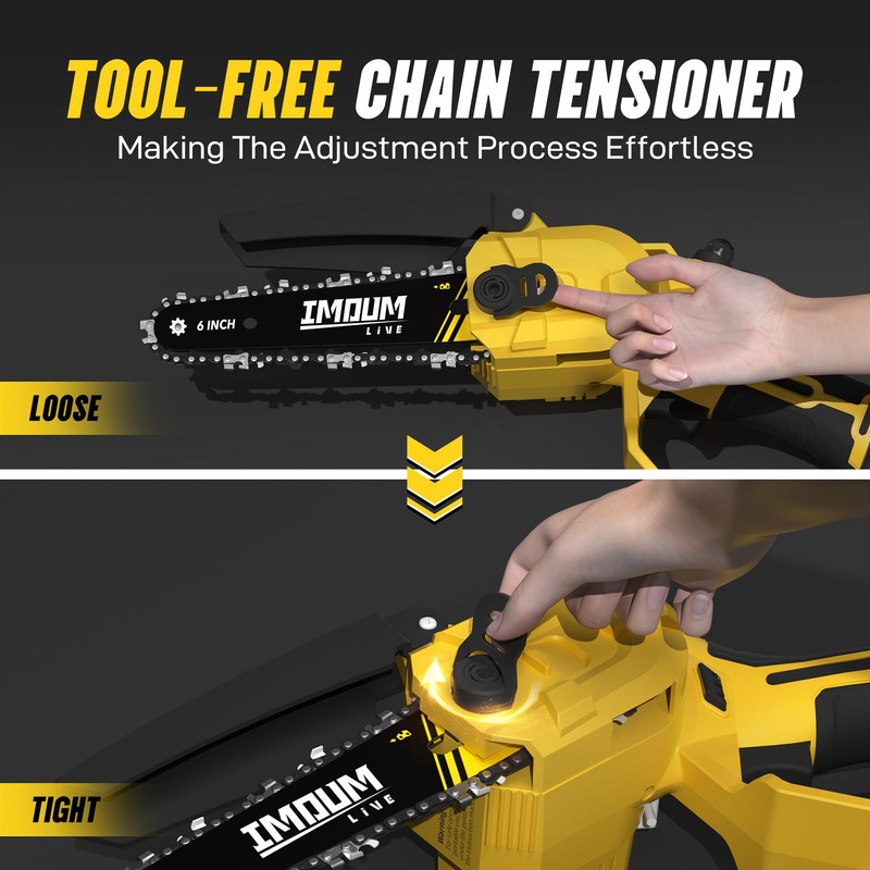 Mini Chainsaw Cordless 6 Inch, 32FT/S Fast Powerful Cutting, Brushless