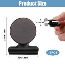 Pack of 15 Magnetic Clips, 30 mm, Fridge Magnets with Magnets, Ultra Strong, Magnetic Clips Magnets for Magnetic Board, Fridge Magnets for Fridge Whiteboard, Photos Calendar, Black