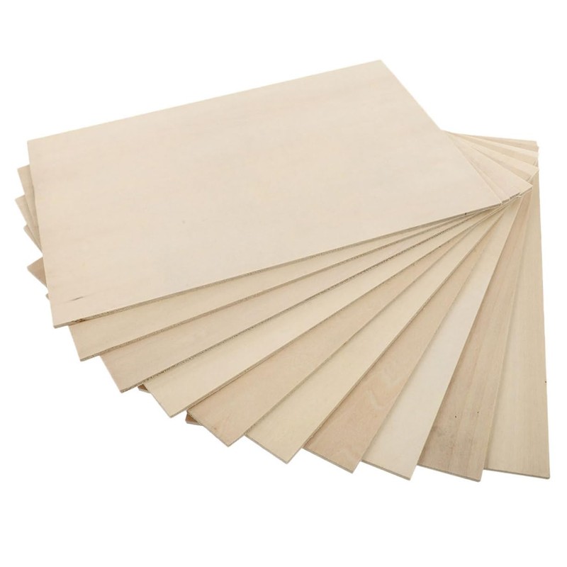 TEHAUX 20pcs Unfinished Basswood Planks for Crafts Projects Model Making