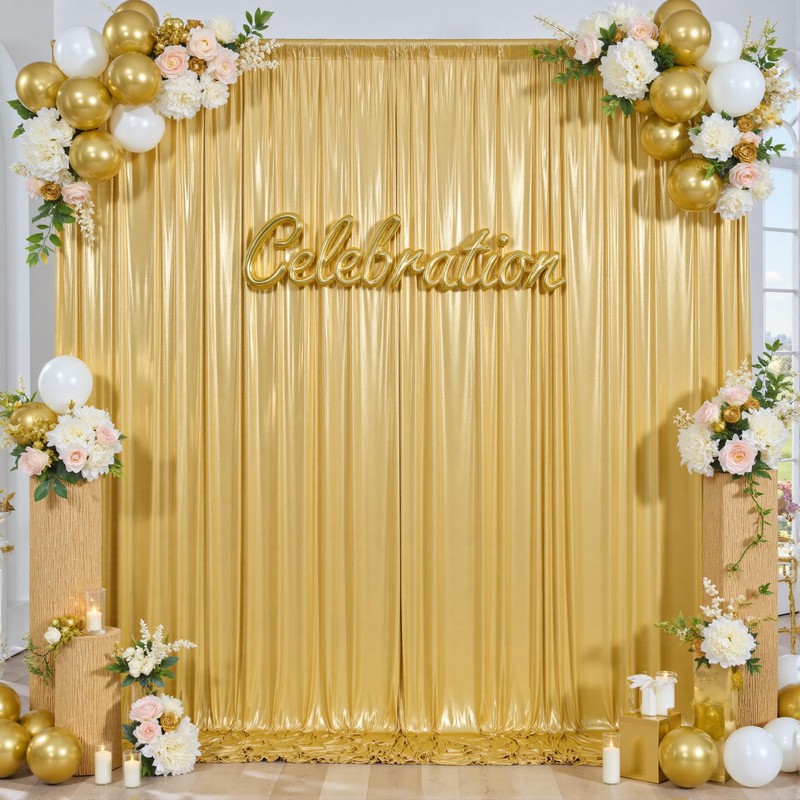 20x12FT Gold Sequin Curtains Backdrop, Wrinkle Free Back Drop for
