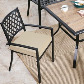 FUNHOME Outdoor Chair Cushions 18"x18"x2.5" Set of 2,Waterproof Patio Chair Cushion with Zipper&Ties,18x18 Inch Replacement Square Seat Cushion for Garden Chairs(Antique Beige)