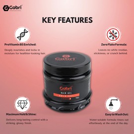 Gabri Hair Styling Gel, Firm Hold Styling Hair Gels, High Gloss, Anti-Frizz Effect, Edge Control, For All Hair Types (250 g (1 Pack), Original)