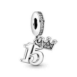 Ouroyea 15th Birthday Dangle Charm 925 Sterling Silver Pendant,Jewelry Beads Gifts for Women Bracelet&Necklace 167-15