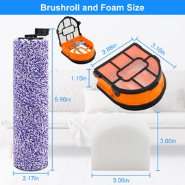 9 Pack Brush Roller and Filter Replacement for Shark WD201 Vacuum - Washable Foam Filters for WD100, WD101, WD101C, WD200, WD200C, WD201, WD201C - HydroVac Pro XL 3-in-1 Vacuum