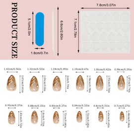 NICENEEDED 30PCS Gold French Tip Press on Short Nails 3D Irregularity Glue on Nail Nude Glossy Full Cover Stick on Nails for Women Manicure Art