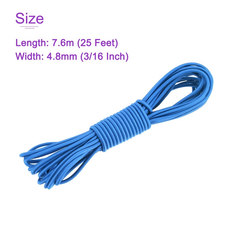 DMiotech 4.8mm Shock Cord, 7.6 M Blue Bungee Cord Tent