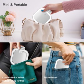 Mocado Compact Travel Makeup Mirror, 1X/30X Magnifying Mirror with Light, Double Sides Compact Mirror with 3 Color Light, Dimmable Handheld Mirror, Rechargeable Travel for Purse,Pocket(White)