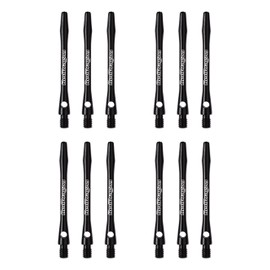RED DRAGON Laser Etched Aluminium Medium Black Dart Shafts - 4 Sets Per Pack (12 Shafts in Total)