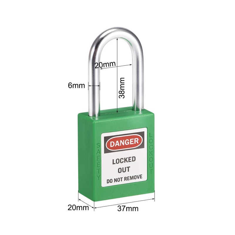 sourcing map Lockout Tagout Safety Padlock 1-1/2-Inch Steel Shackle Keyed