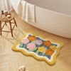 Cute Bathroom Rug,Scalloped Floral Washable Bath Mat,32’’X20’’Pink and Yellow Small