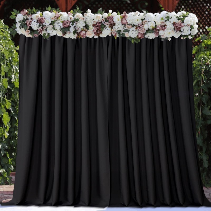 Joydeco Black Backdrop Curtains for Parties, 10x10 Wrinkle Free Black
