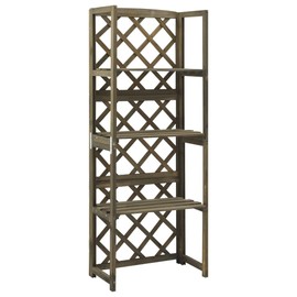 'vidaXL Solid Fir Wood Trellis in Gray Finish with Shelves - Outdoor Garden and Patio Plant Stand, Climbing Plant Support - Features 3 Wide Shelves - 21.6"x11.8"x55.1" Dimensions