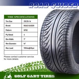 ROADGUIDER 215/35-14 Golf Cart ATV Tires 4 Ply 215/35x14-14042