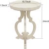 PARISLOFT French Country End Table Cream White Scalloped Edge Tray