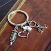 JOMSK Nurse Keychain, Stethoscope, Syringe, Love Heart Nurse Cap, Pendant
