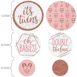 Big Dot of Happiness It’s Twin Girls - Pink and Rose Gold Twins Baby Shower Giant Circle Confetti - Party Decorations - Large Confetti 27 Count