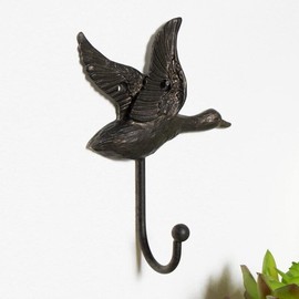 Fyne-Finds Metal Single Duck Flying Hook Rustic Vintage Brown Birds Leads Coat Bag Key Wall Hanger Decorative
