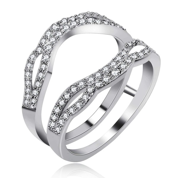 Uloveido Wedding Infinity Ring Enhancers for Women White Gold Plated