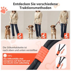 Dog Lead, Large Dog Lead, Adjustable Training Lead, Dog Lead 2 m with Soft Padded Handle and Metal Buckle, Slip Lead with Pull Stop, Walking, Running, Dog Leash