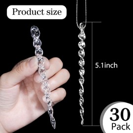 30 Pieces Plastic Icicle 5.12 Inch Twisted Plastic Icicle Christmas Ornaments Icicle Decorations Christmas Tree Holiday Xmas Party Wedding Hanging