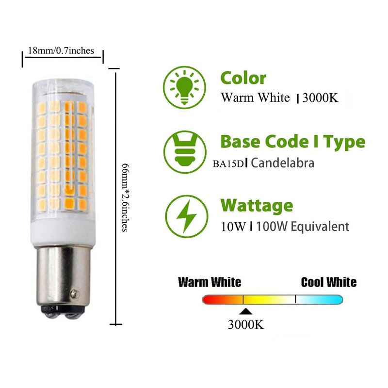 Edearkar 10W BA15D LED Light Bulb (100W Halogen Equivalent), Warm