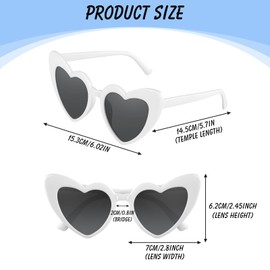 Bouiexye 10 Pack Bachelorette Sunglasses Heart Shaped Sunglasses Vintage Heart Glasses Bridesmaid Proposal Gifts for Women Wedding Party Decorations (White+Sage Green)