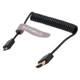 SZRMCC Right Angled Micro HDMI to Full HDMI High Speed Coiled Cable for Canon Sony DSLR Camcorders Camera ATOMOS Monitor (Straight Coiled Cable)