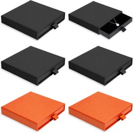 Black Cardboard Jewellery Gift Boxes with Lids for Necklaces and Bracelets, 6 Pieces Cardboard Jewelry Gift Boxes