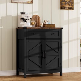 ChooChoo Kitchen Storage Cabinet, Coffee Bar Cabinet, Buffet Sideboard Cabinet with Drawer, Entryway Cabinet for Kitchen, Living Room, Black