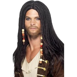 Smiffy's Pirate Wig with Beads - Black
